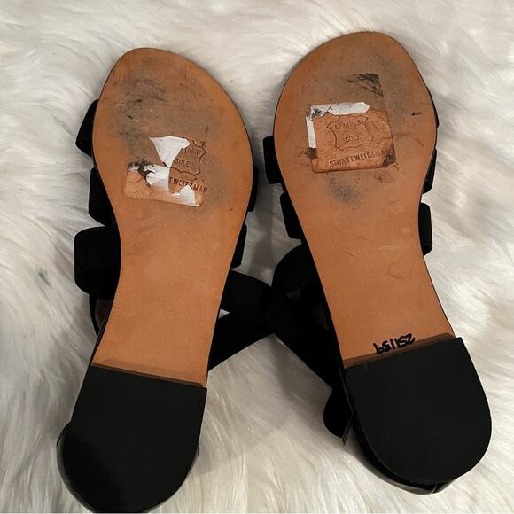 NEW Stuart Weitzman Crisscrossed Strap Ankle Flat Sandals Black Sz 5.5 NWOB - Picture 6 of 14